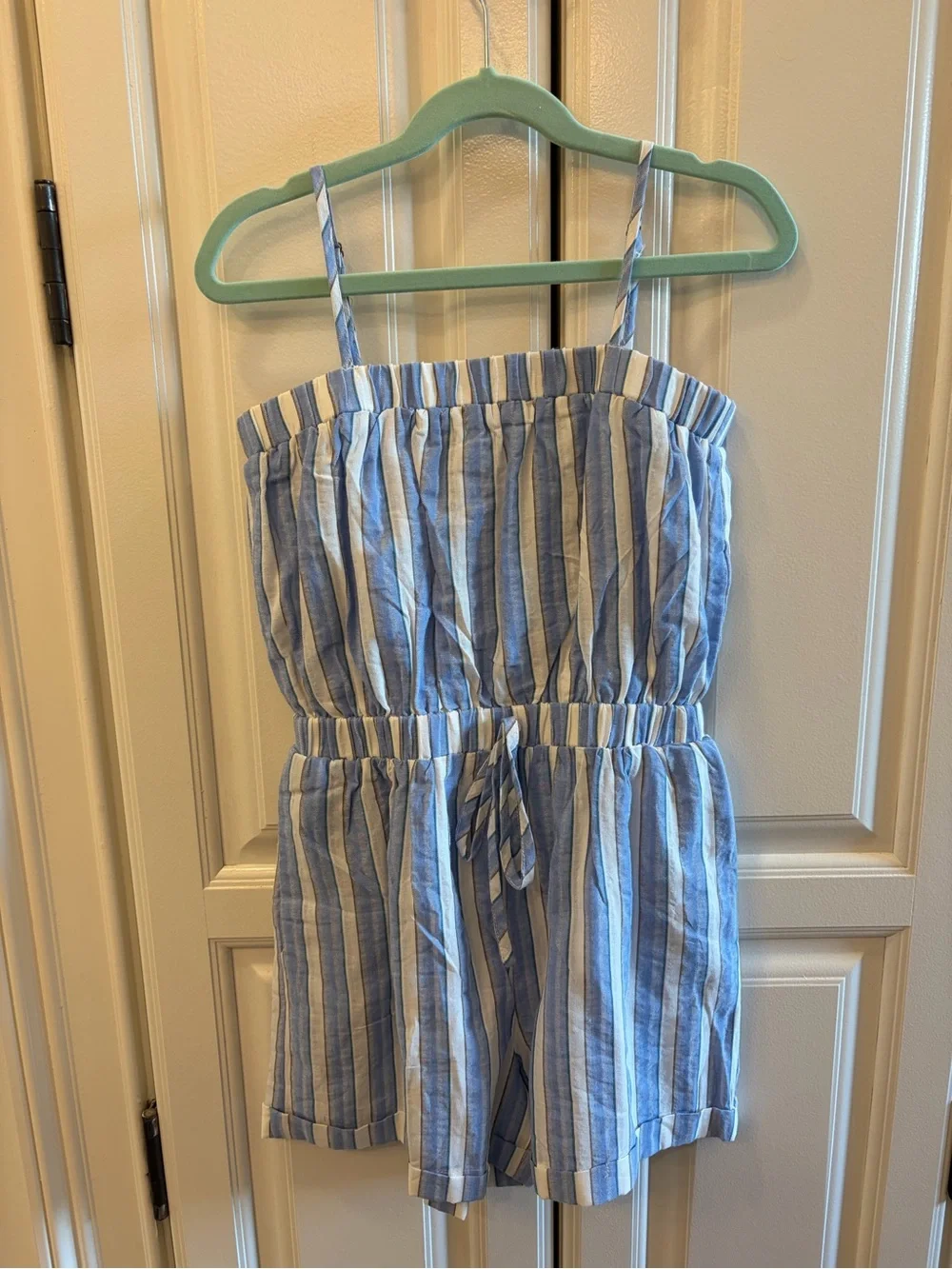 Hayden Blue and White Striped Sleeveless Romper